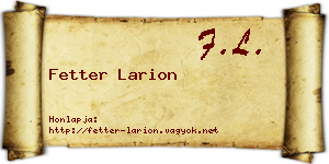 Fetter Larion névjegykártya